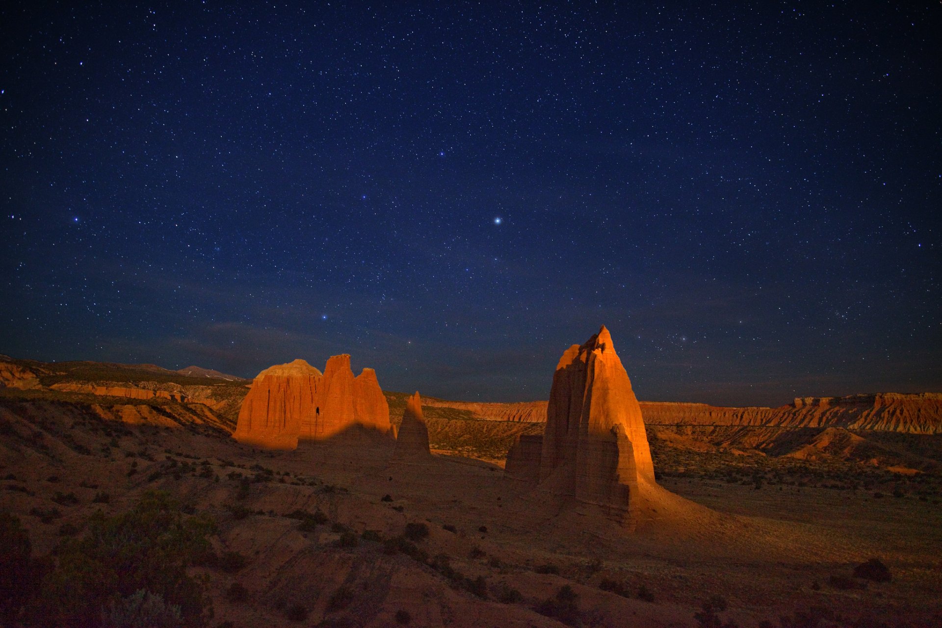 noche desierto rocas cañón