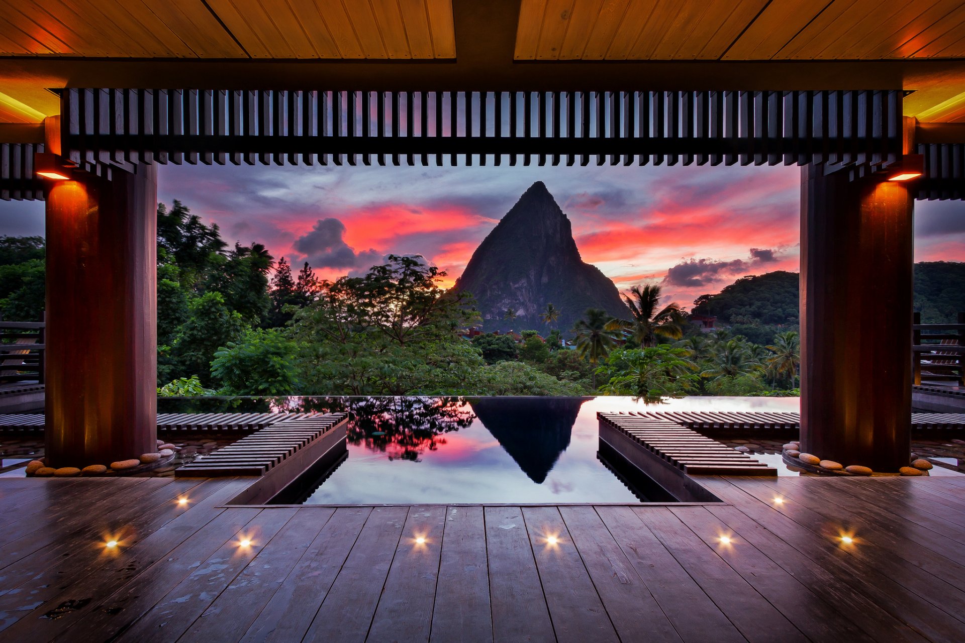 tropen sommer abend karibik berg himmel farben schokoladenhotel