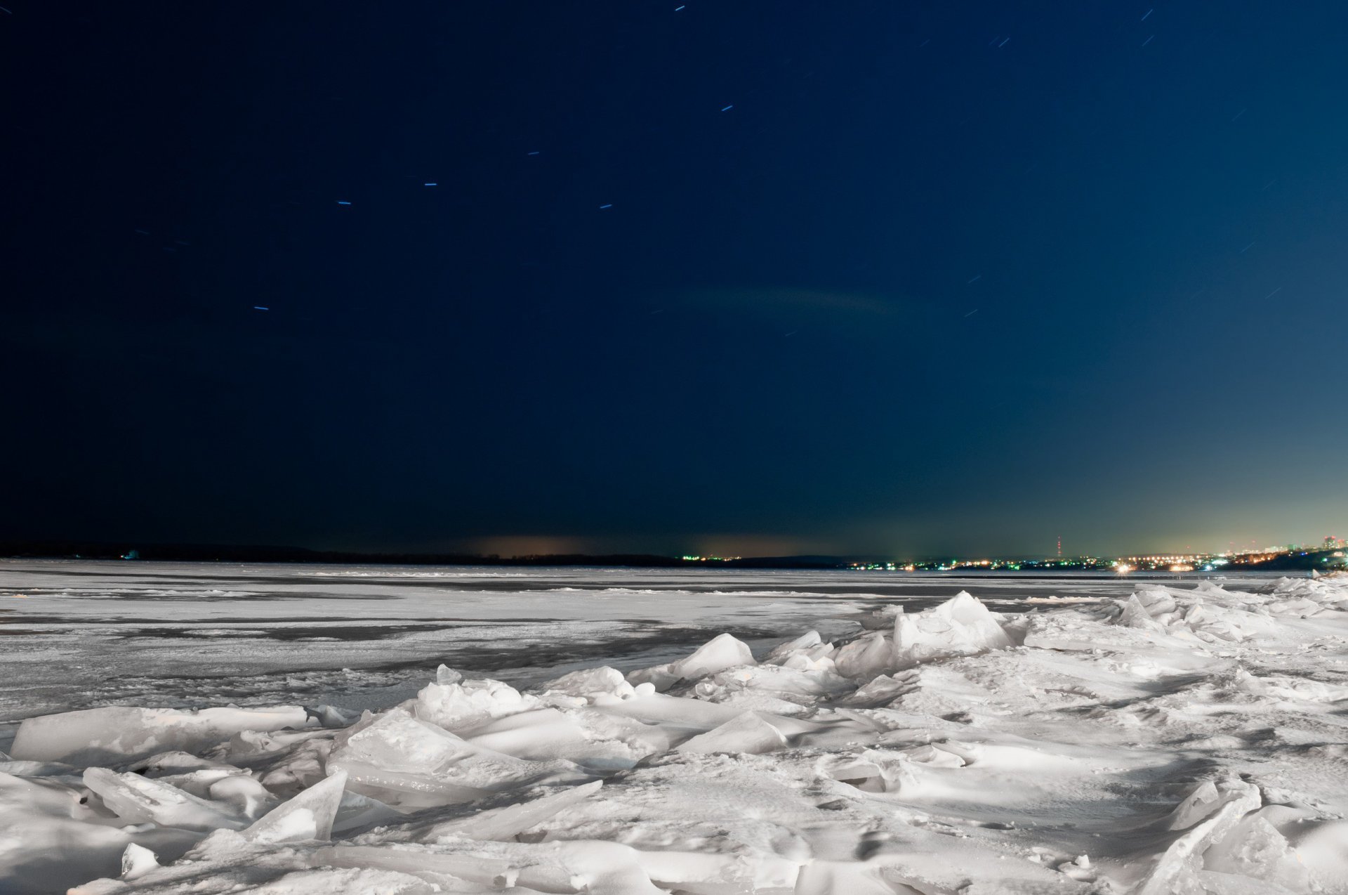 invierno hielo cielo estrellas osa mayor volga samara