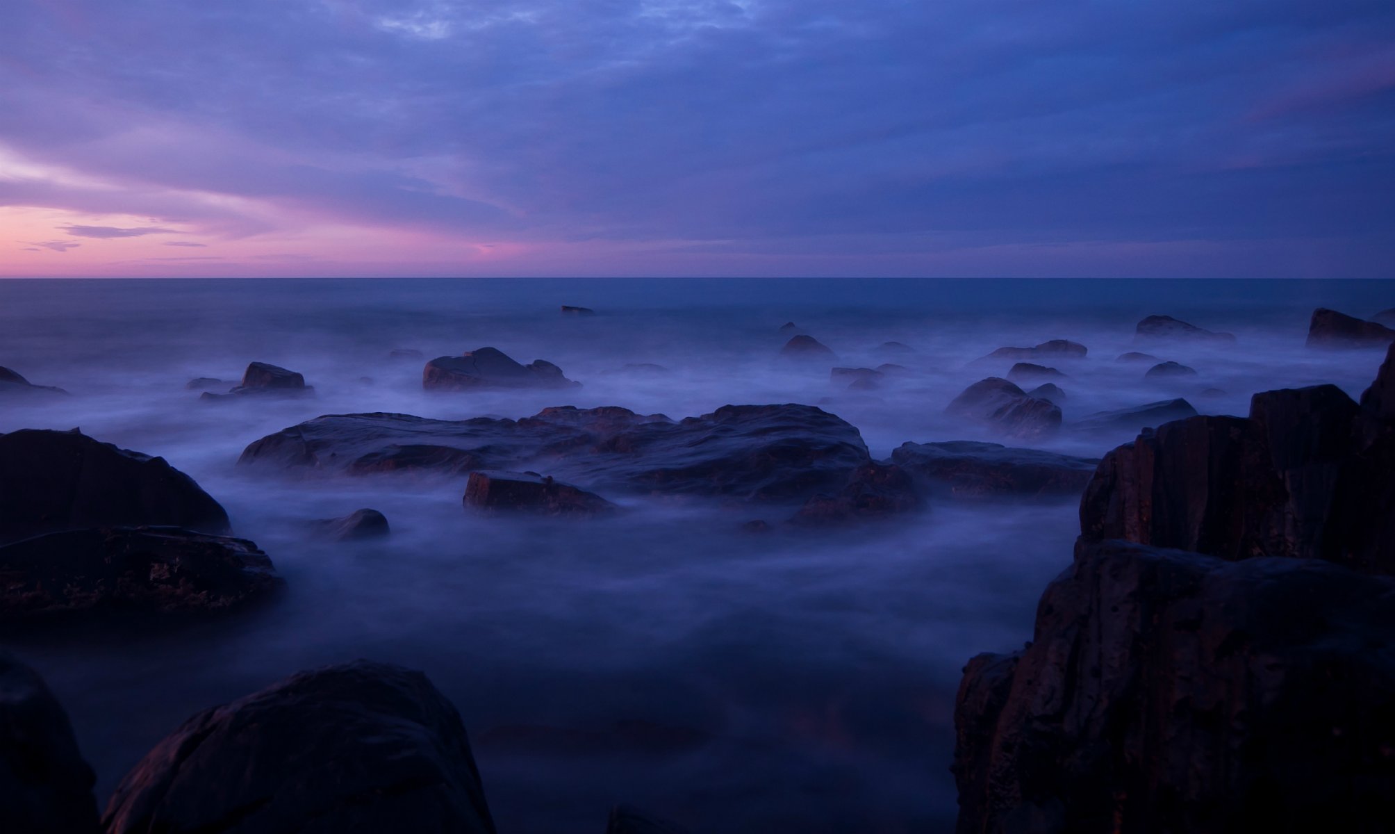 australia océano costa costa piedras lila tarde puesta de sol cielo nubes