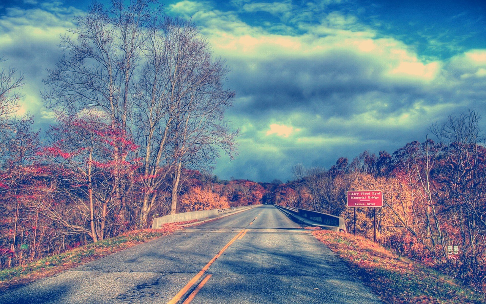 landschaft landschaften natur bäume baum litzwa blätter zweige straße strecke himmel wolken hintergrund tapete