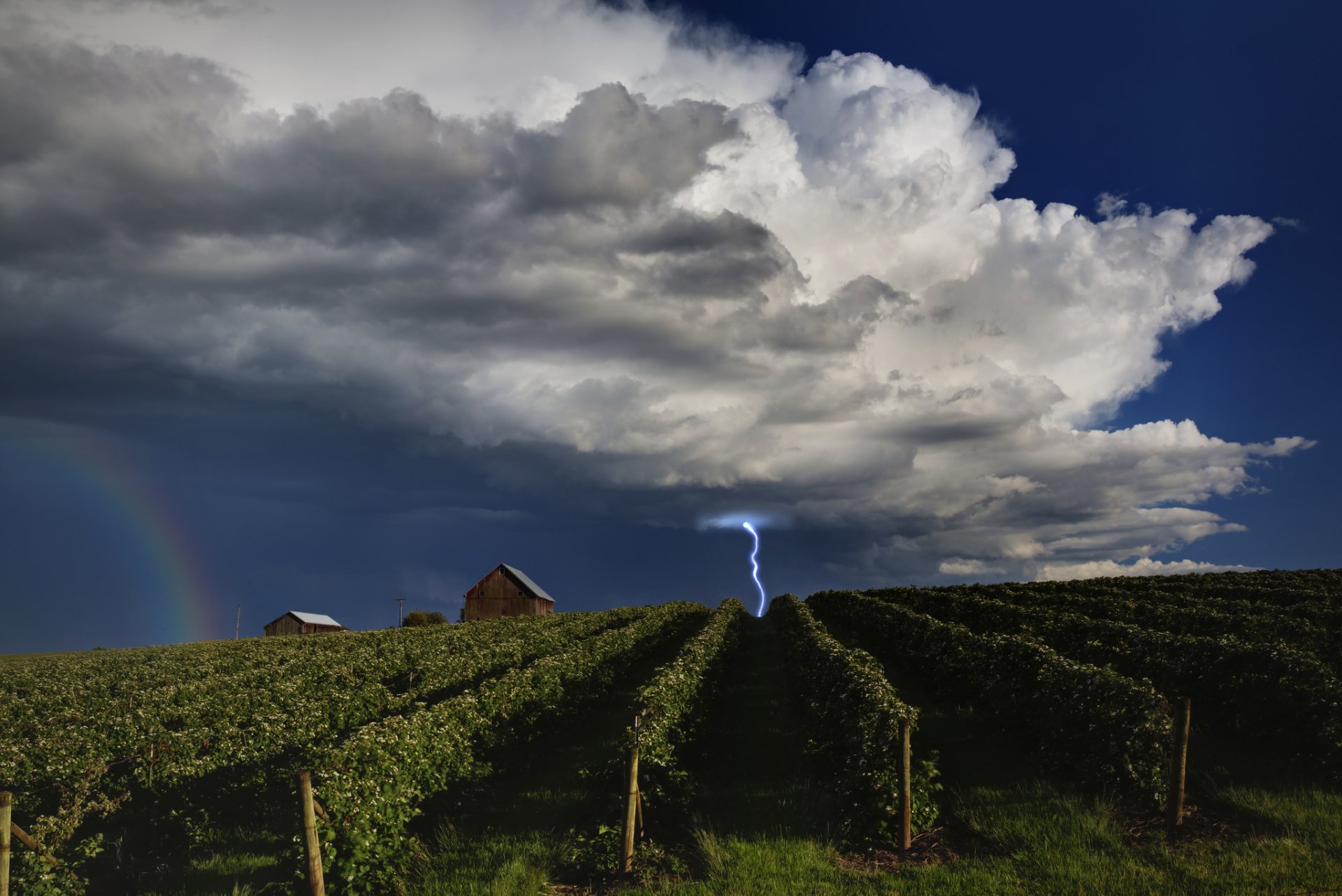 himmel wolken regenbogen blitz weinberge hütte