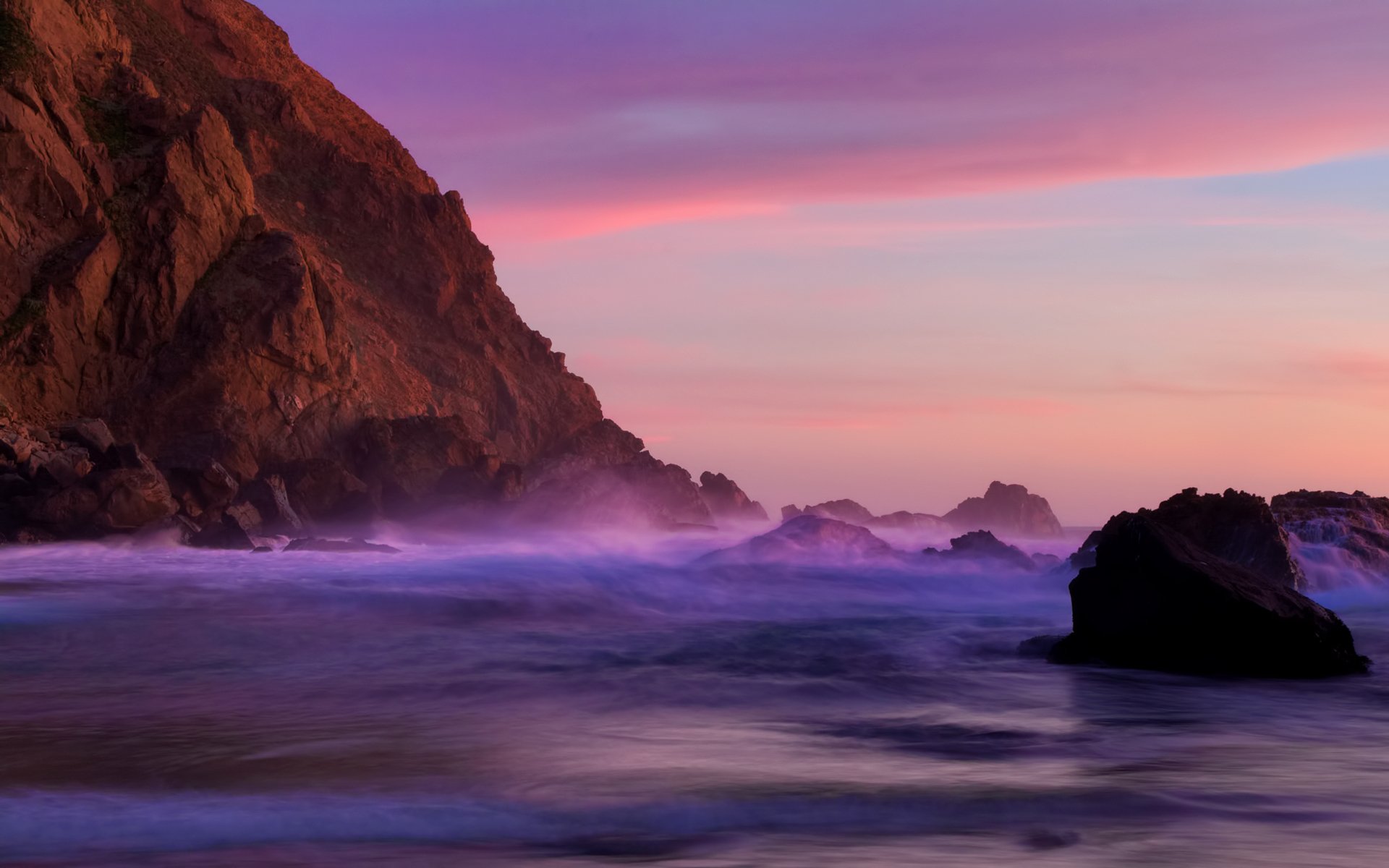 puesta de sol anochecer roca piedras pacífico océano playa pfeiffer california playa pfeiffer