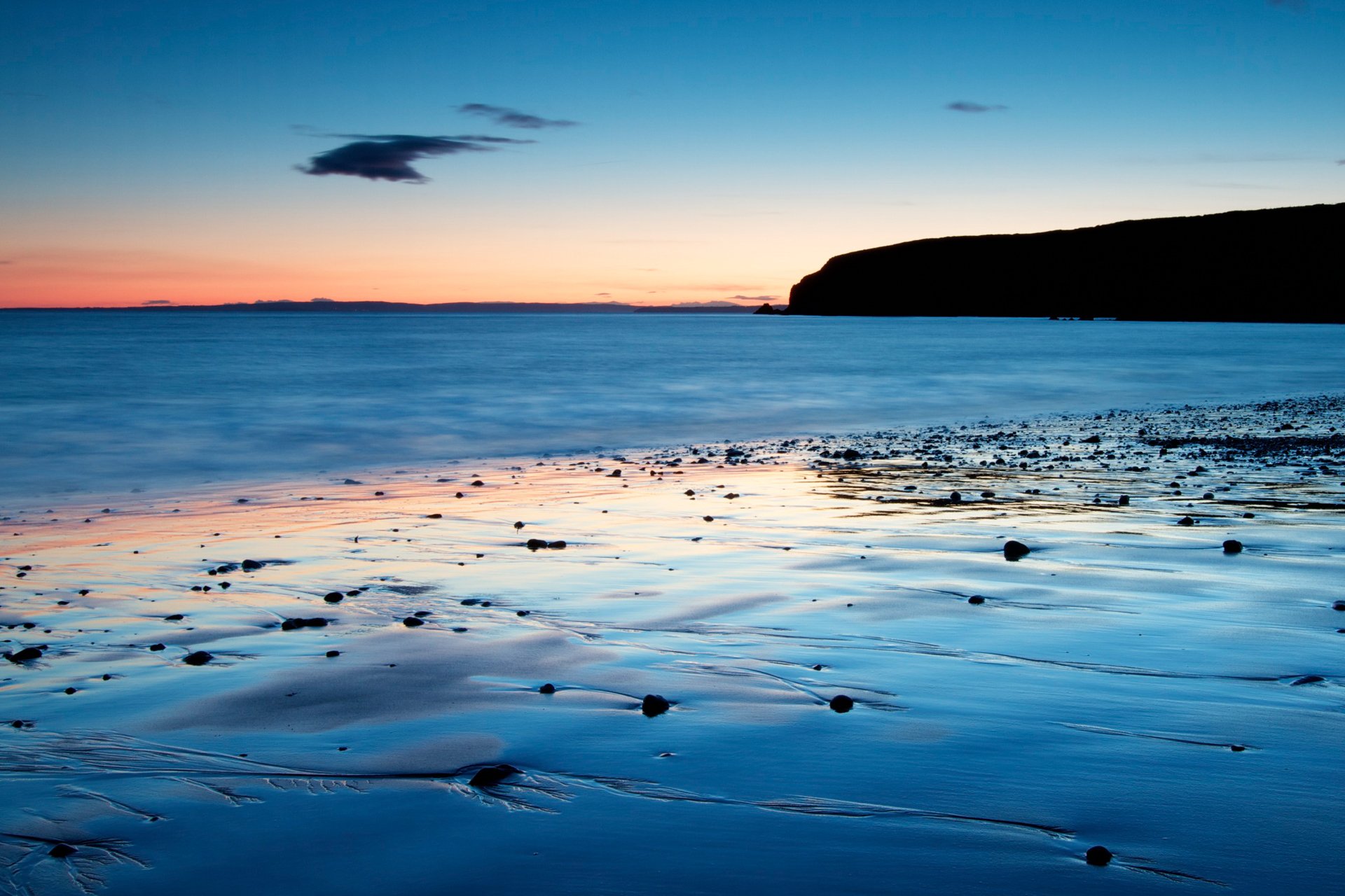 himmel meer strand berg abend