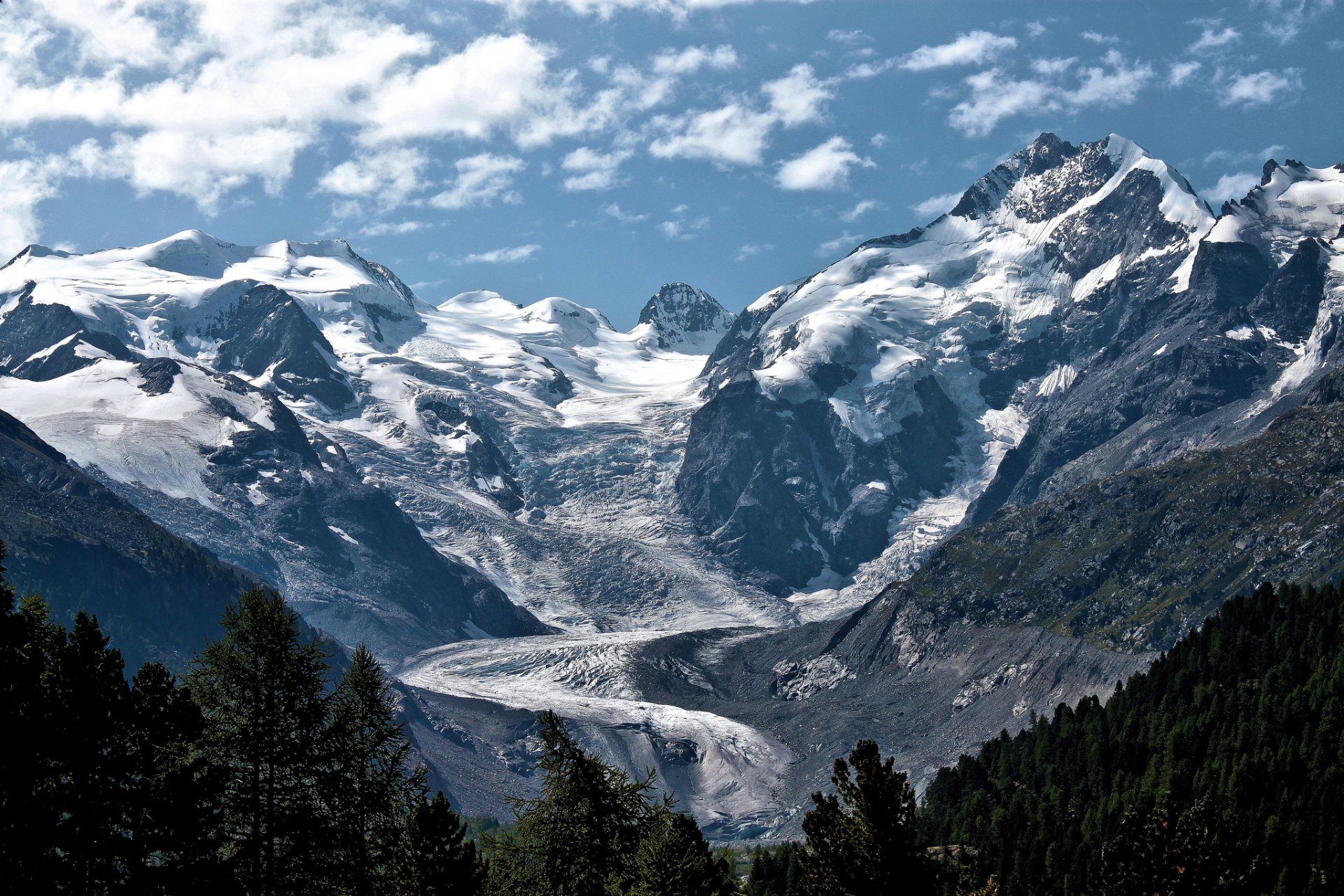 berge schnee himmel wolken wald