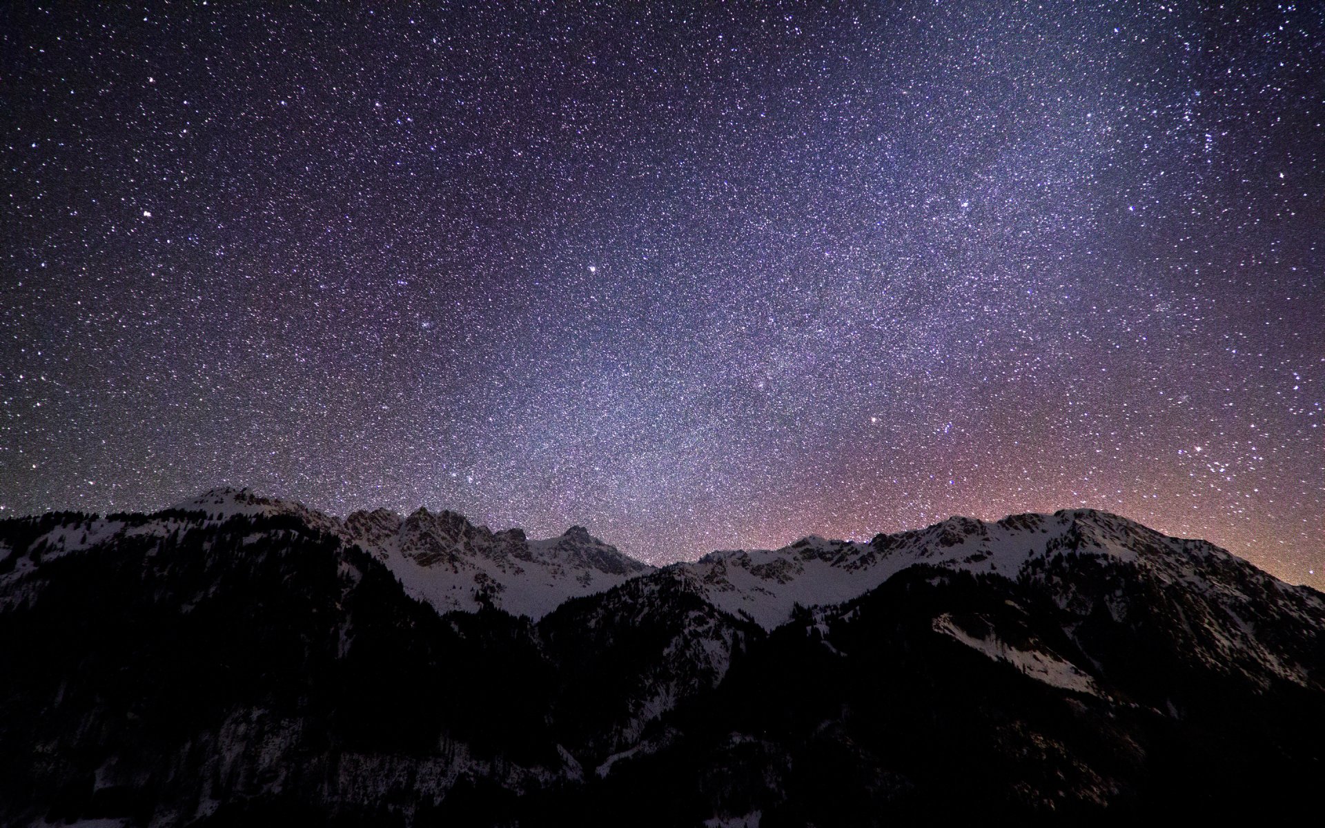 ciel nuit montagnes