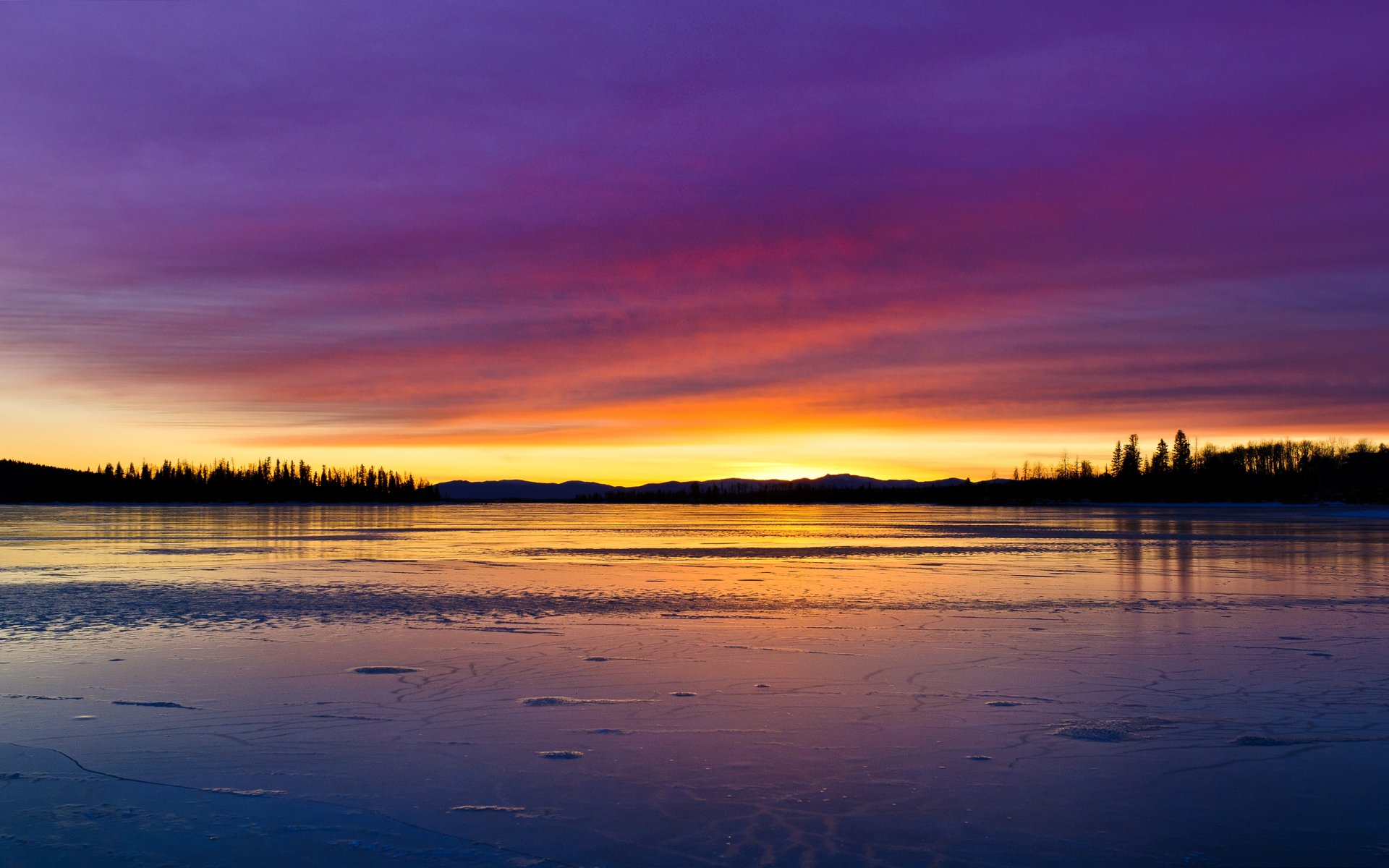 landschaft natur sonnenuntergang himmel wolken farben see reflexion bäume farben eis 2560x1600