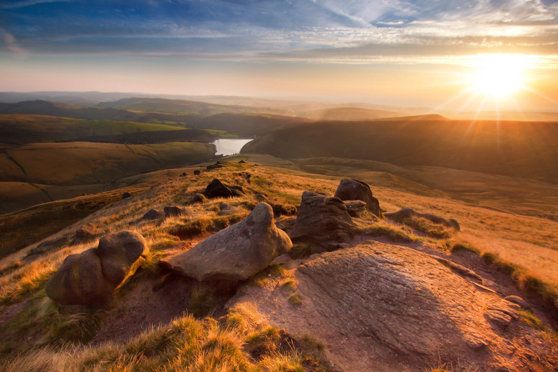 inghilterra manchester fieno kinder scout tramonto regno unito