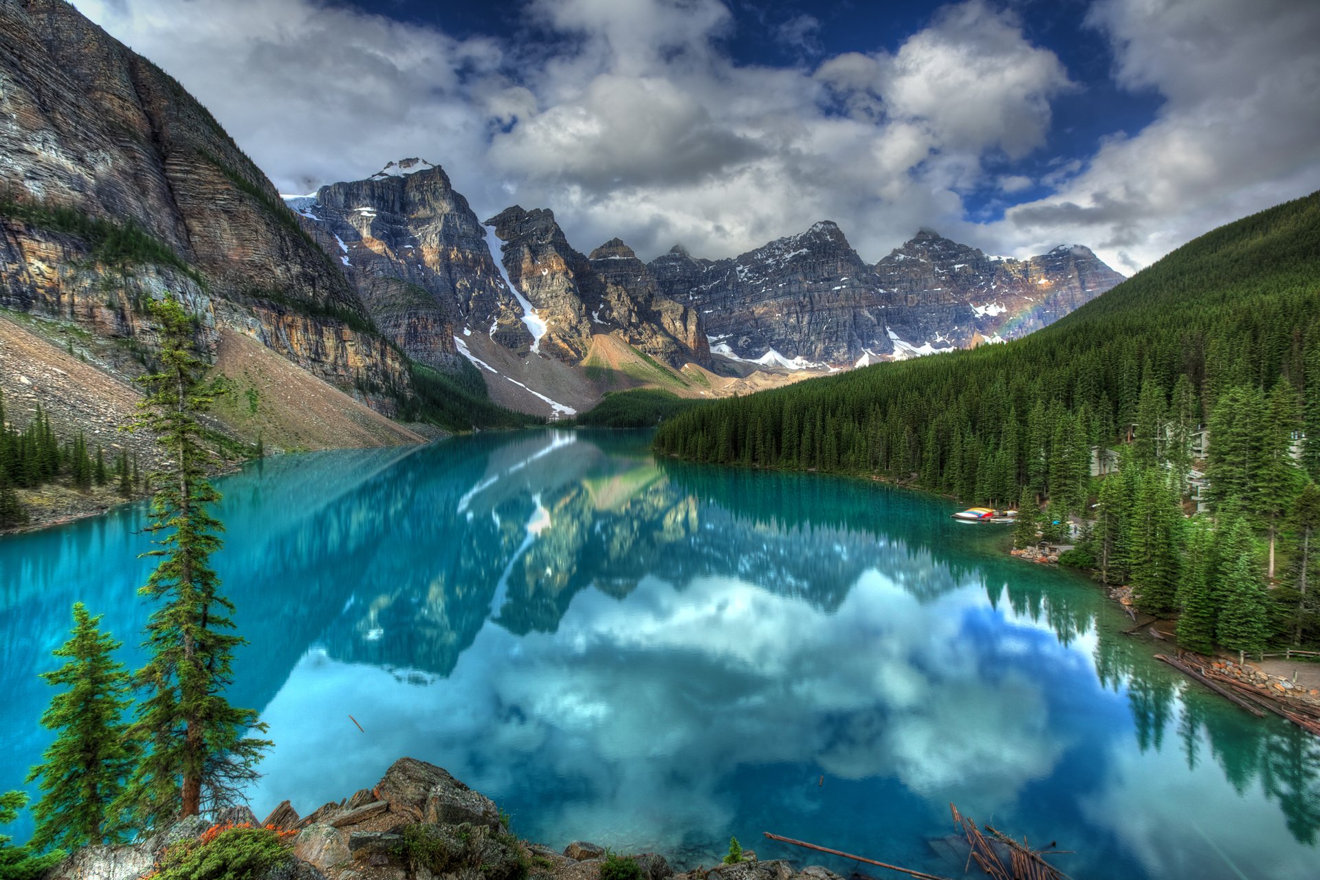 mountain clouds forest sky canada