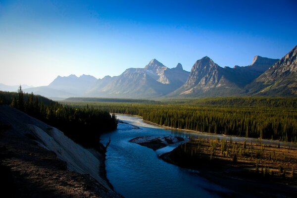 Mountains Forest River Sky