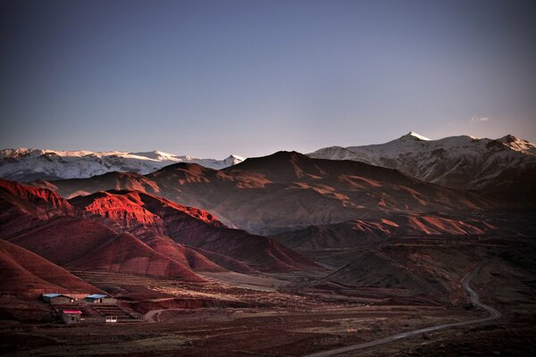 Iran, Alamut, Berge bei Sonnenuntergang