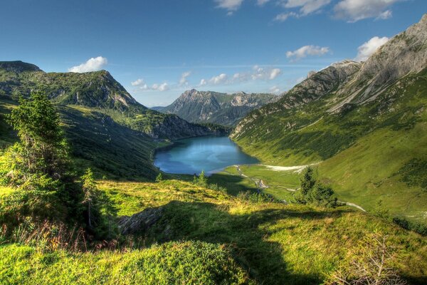 Austria - mountain lake surrounded by rocks