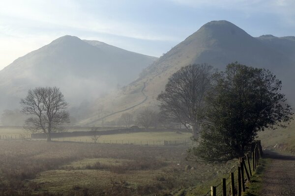 In the morning in the misty mountains