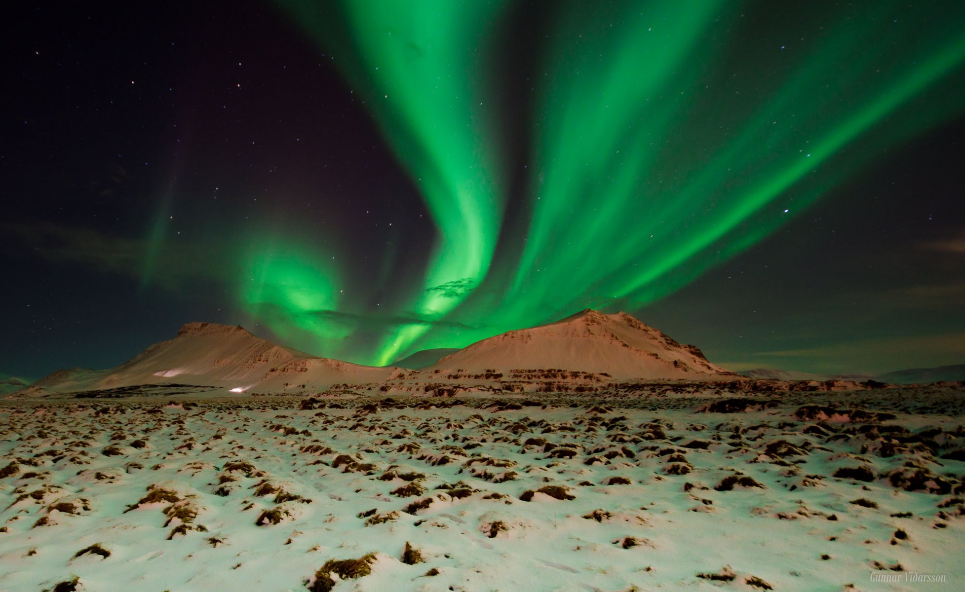 northern lights sky night mountain