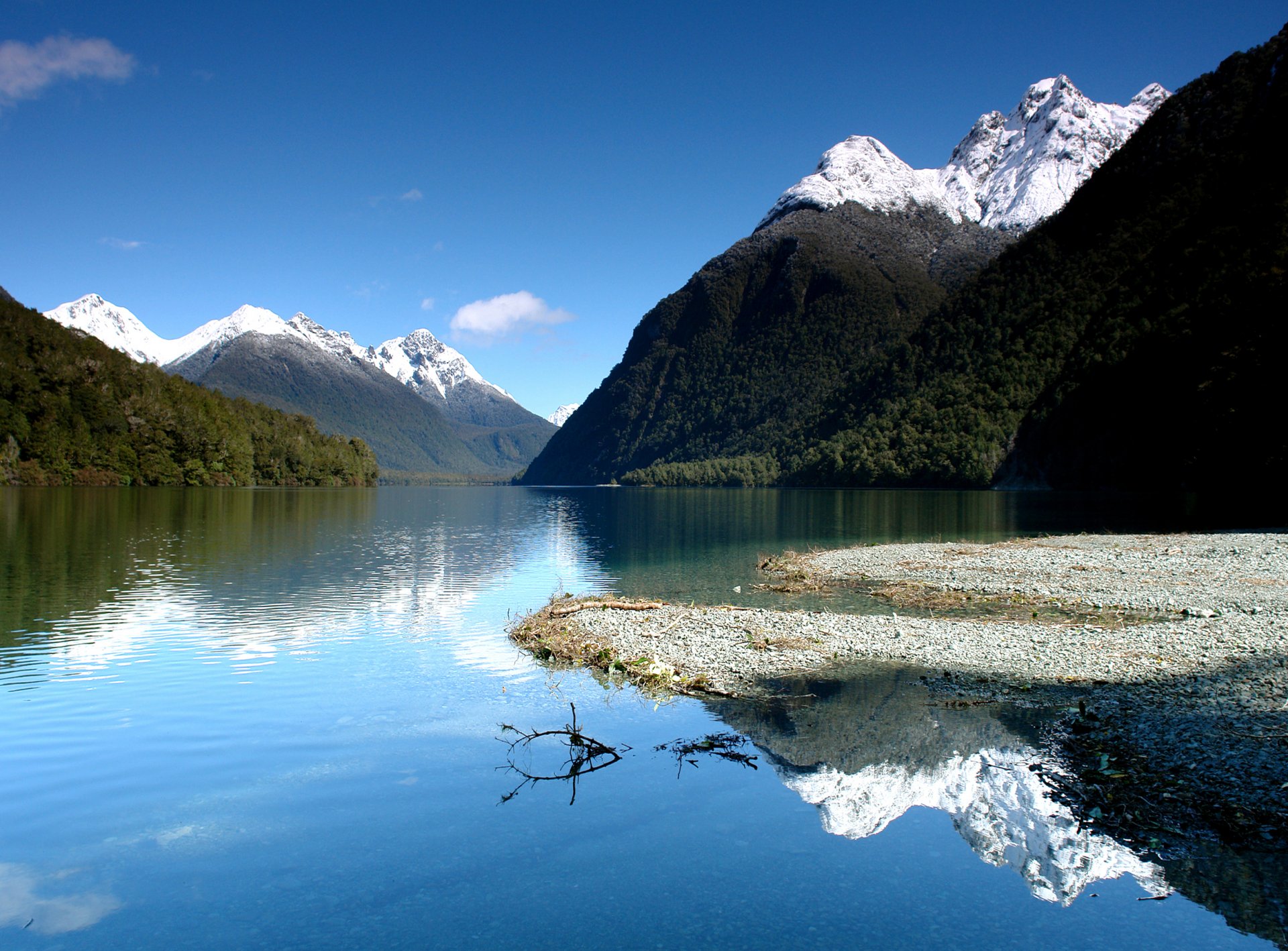 neuseeland berge see reflexion blau himmel