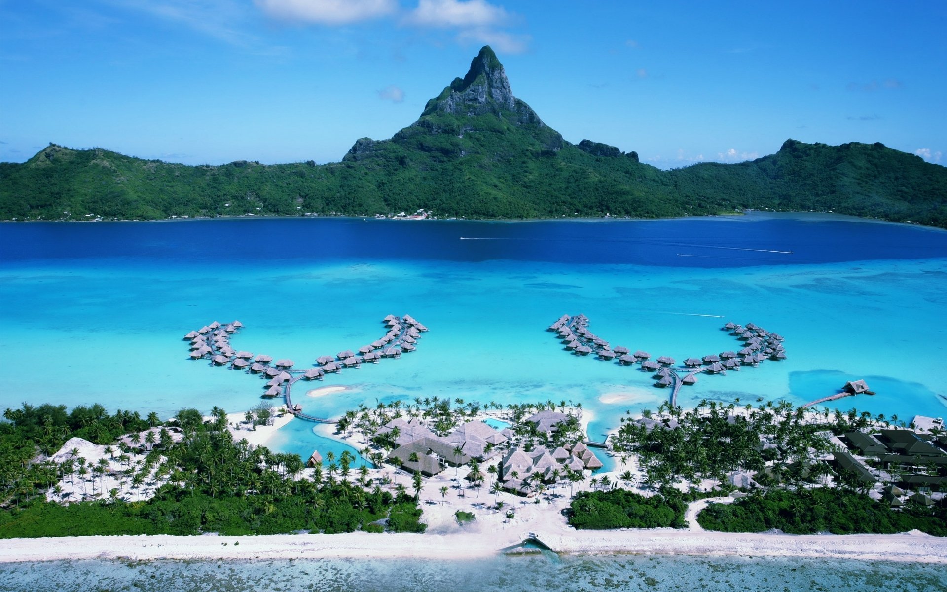 oceano pacifico isole bora bora bungalow hotel-suite vacanze viaggi relax veduta aerea dell isola di bora bora