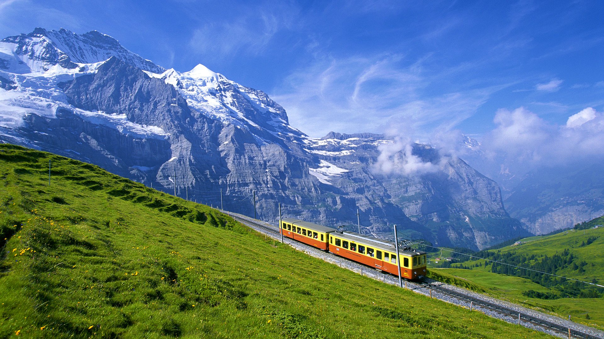 alpes chemin de fer montagnes wagon