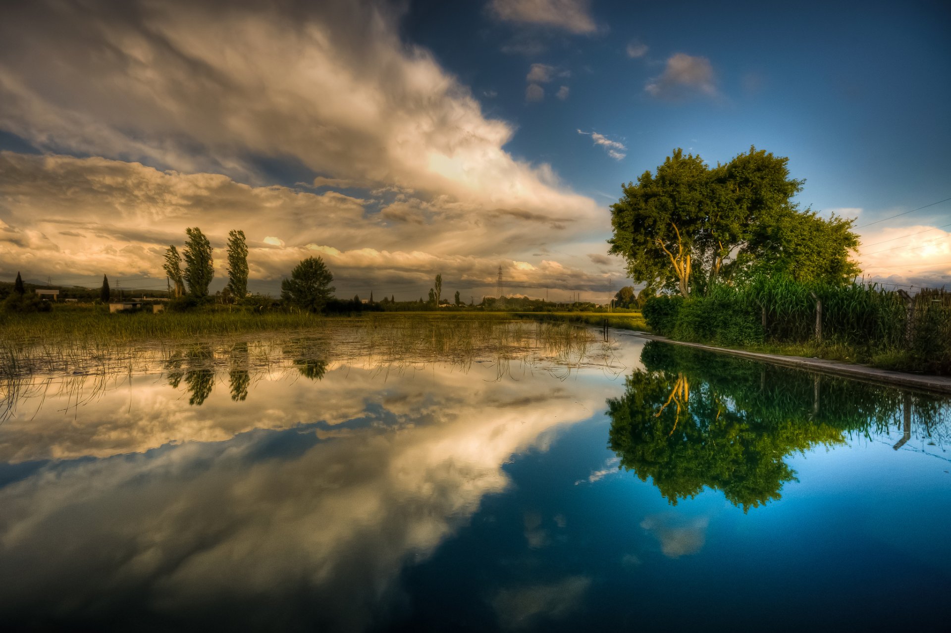 cielo nuvole estate primavera lago alberi