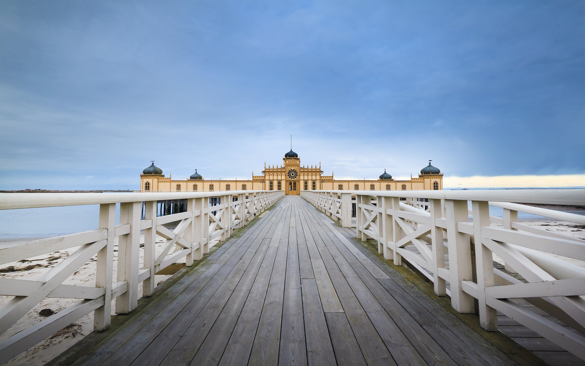 weden pier bath sea blue sky bath blue