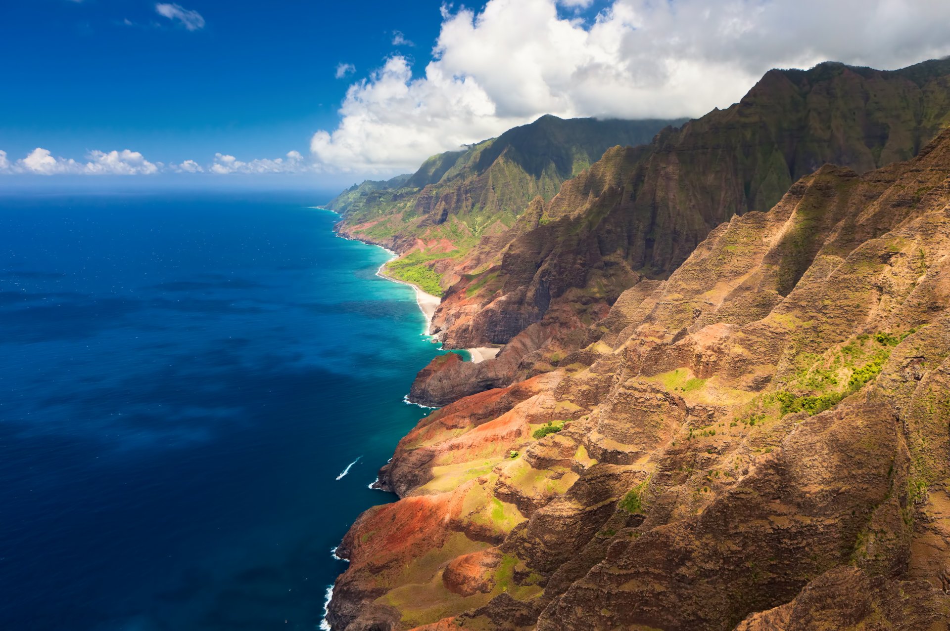 hawaii côte montagnes nuages océan