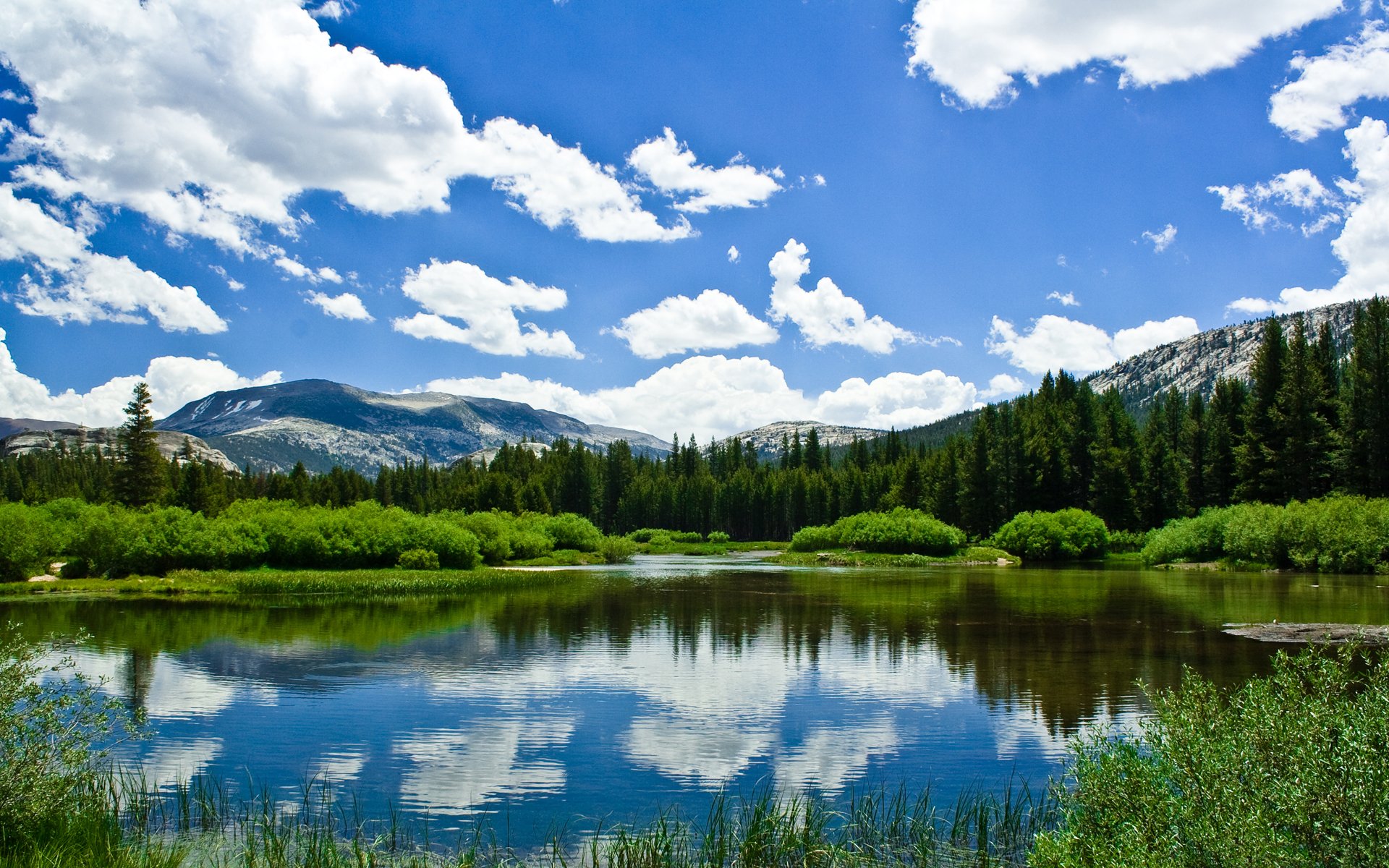 frühling sommer berge see wolken himmel grüns