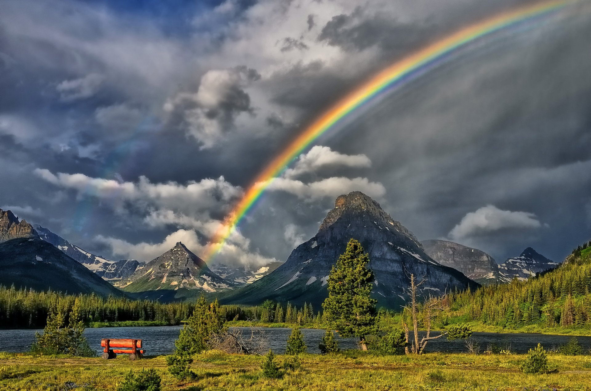 mountain sky rainbow forest river shop