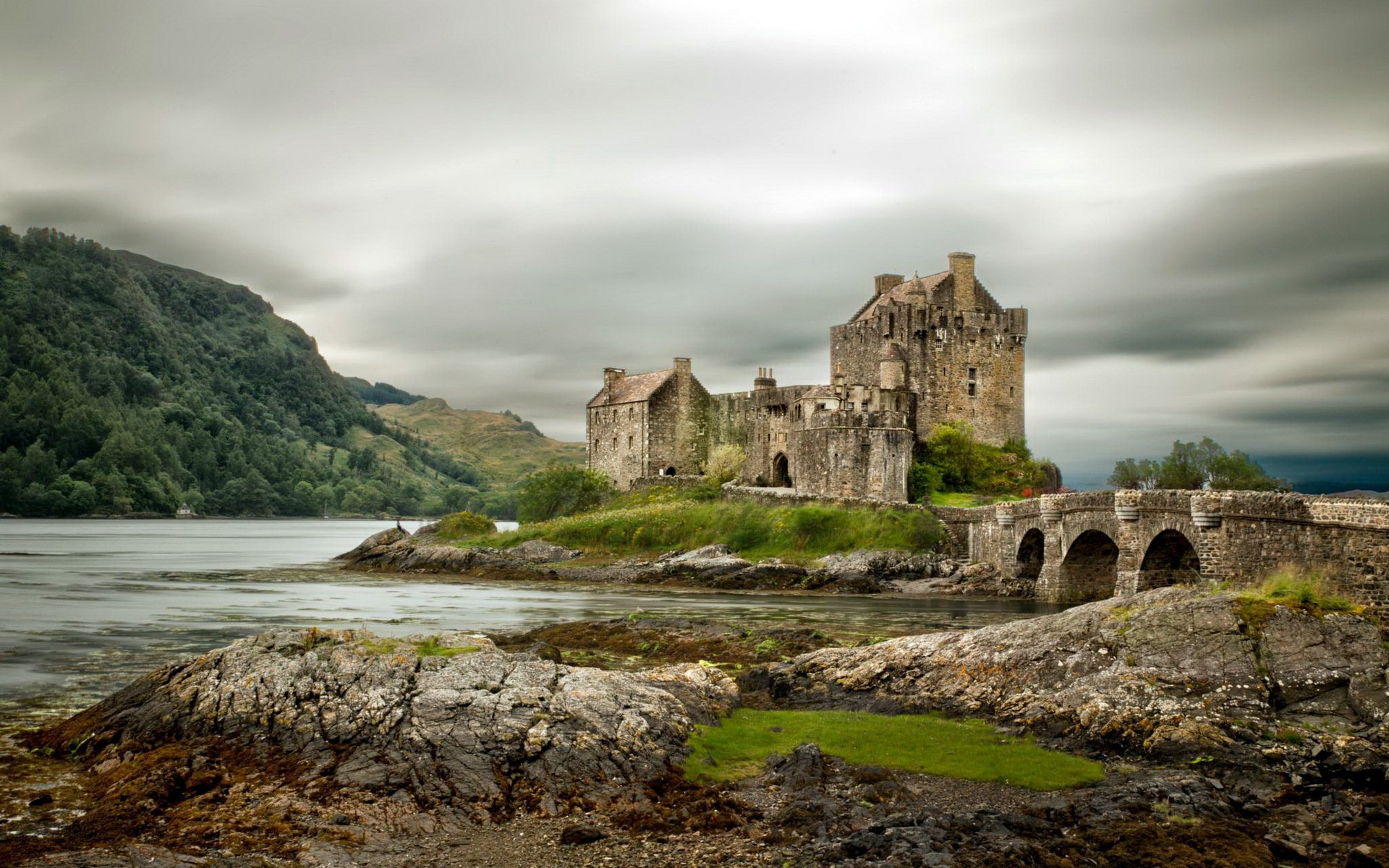 castle bridge river landscape