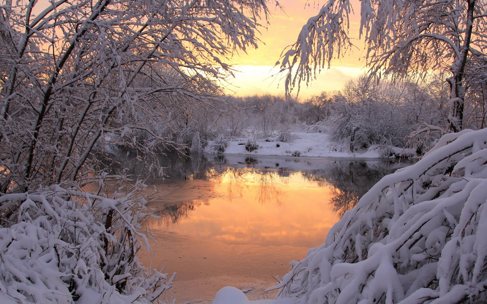 invierno puesta de sol nieve naturaleza