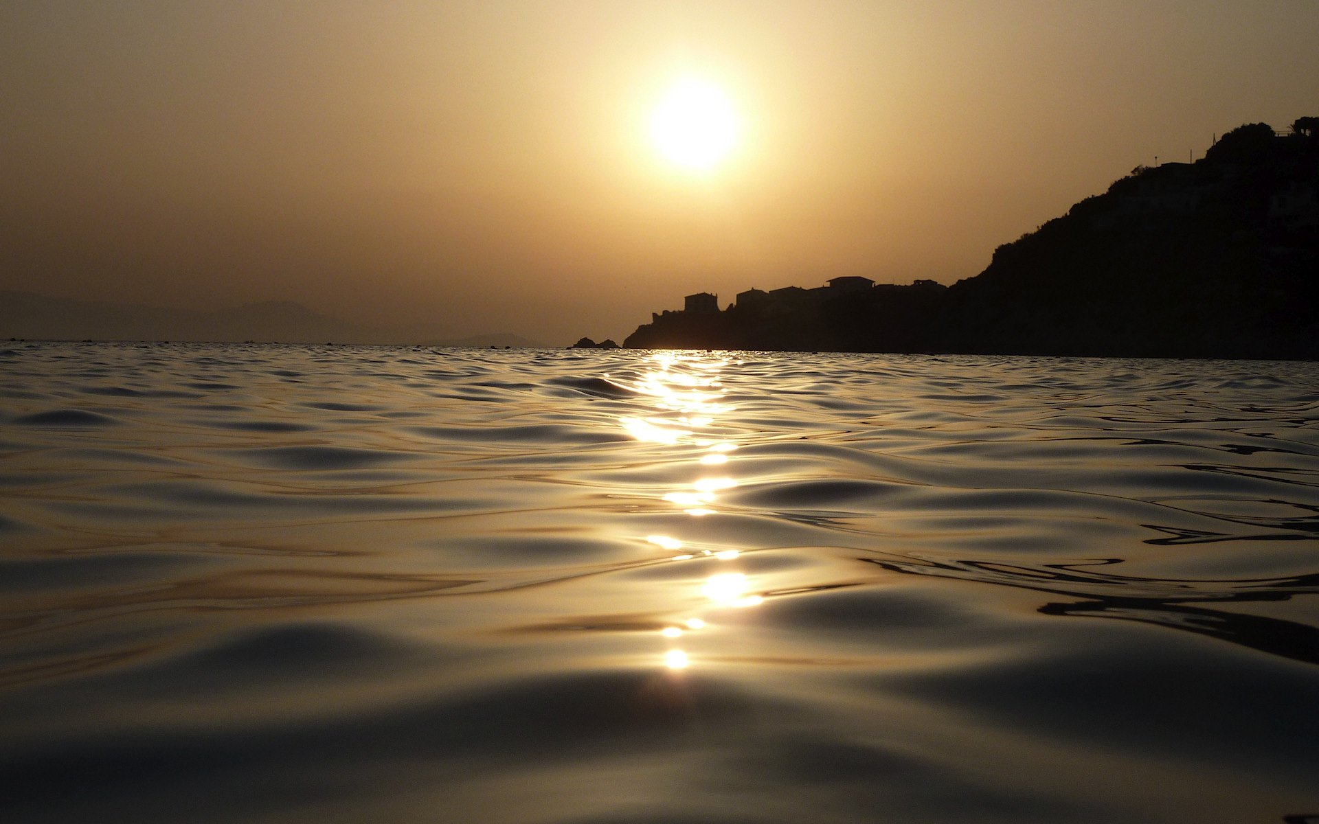 morning sea beach sun haze dawn