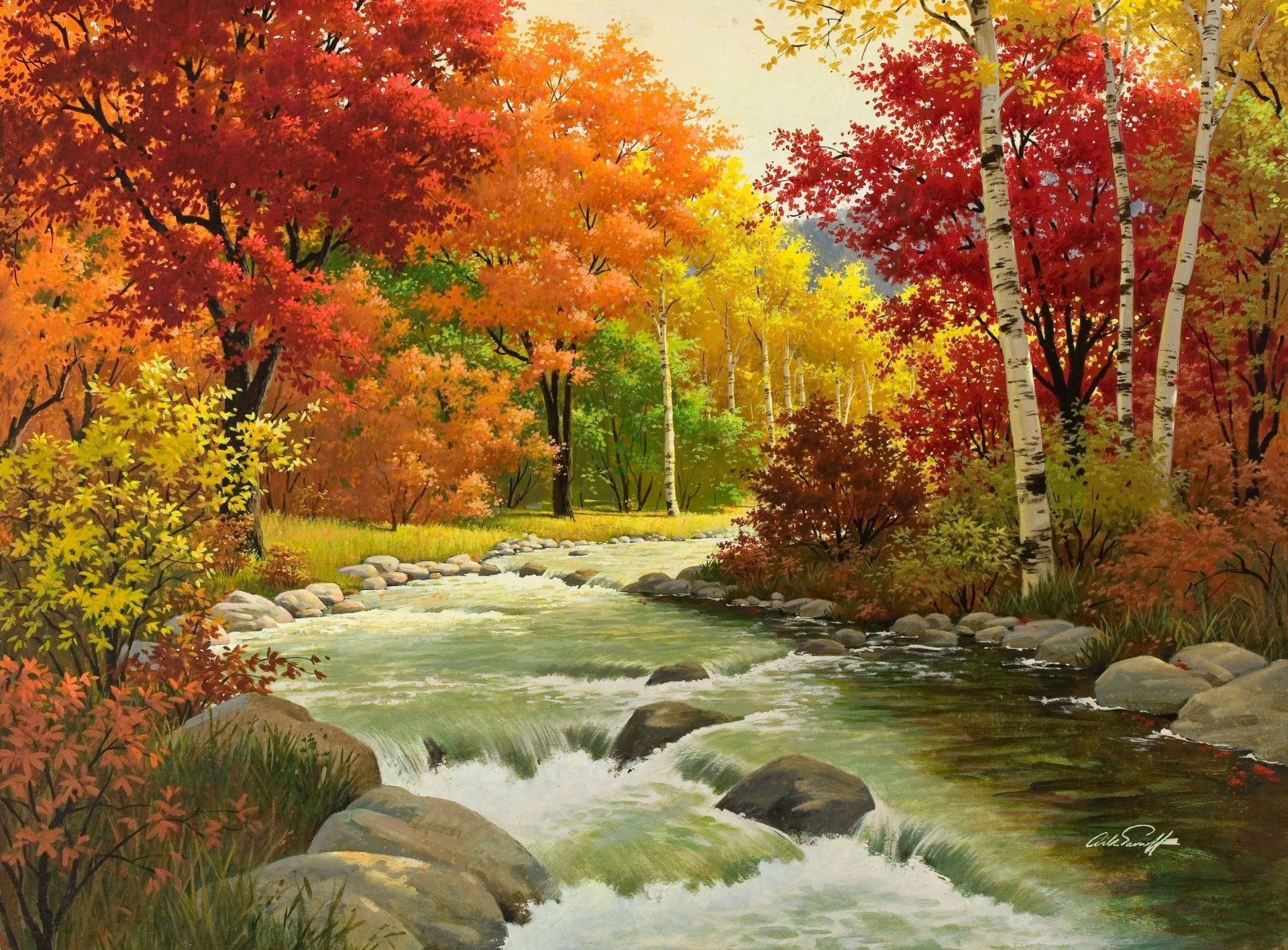 artur sarona sarnow imagen naturaleza bosque árboles otoño pintura hojas