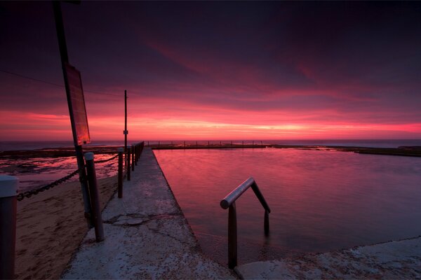 The beach in Australia in the evening at dusk is very beautiful