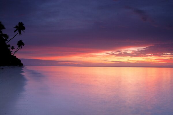 Paradise sea corner with sunset