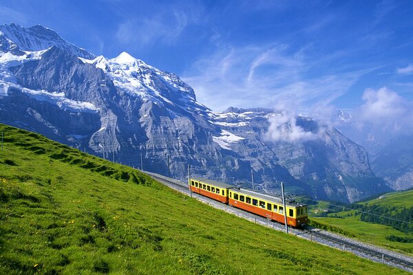 The railway laid in the Alps