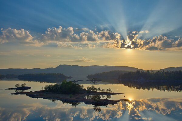 Incredible reflection of mountains in the water surface