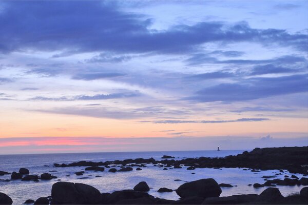 Twilight sky over the blue sea