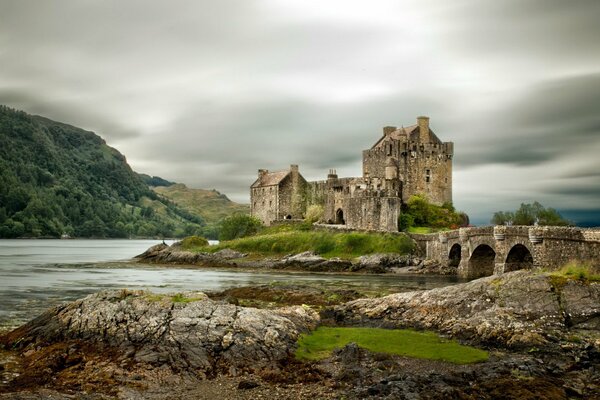 An old castle on the river bank