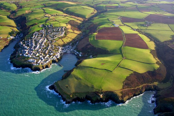 Top view of land and sea