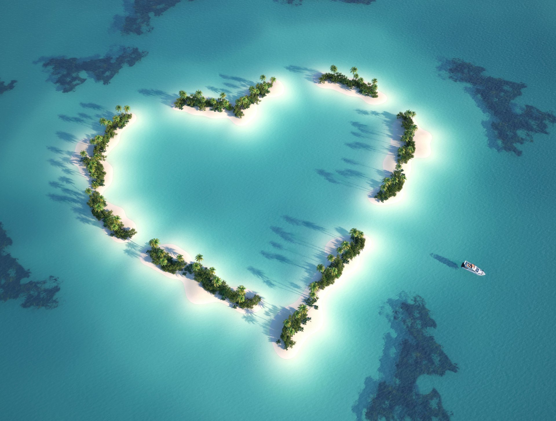 heart island turquoise love palm tropics ocean