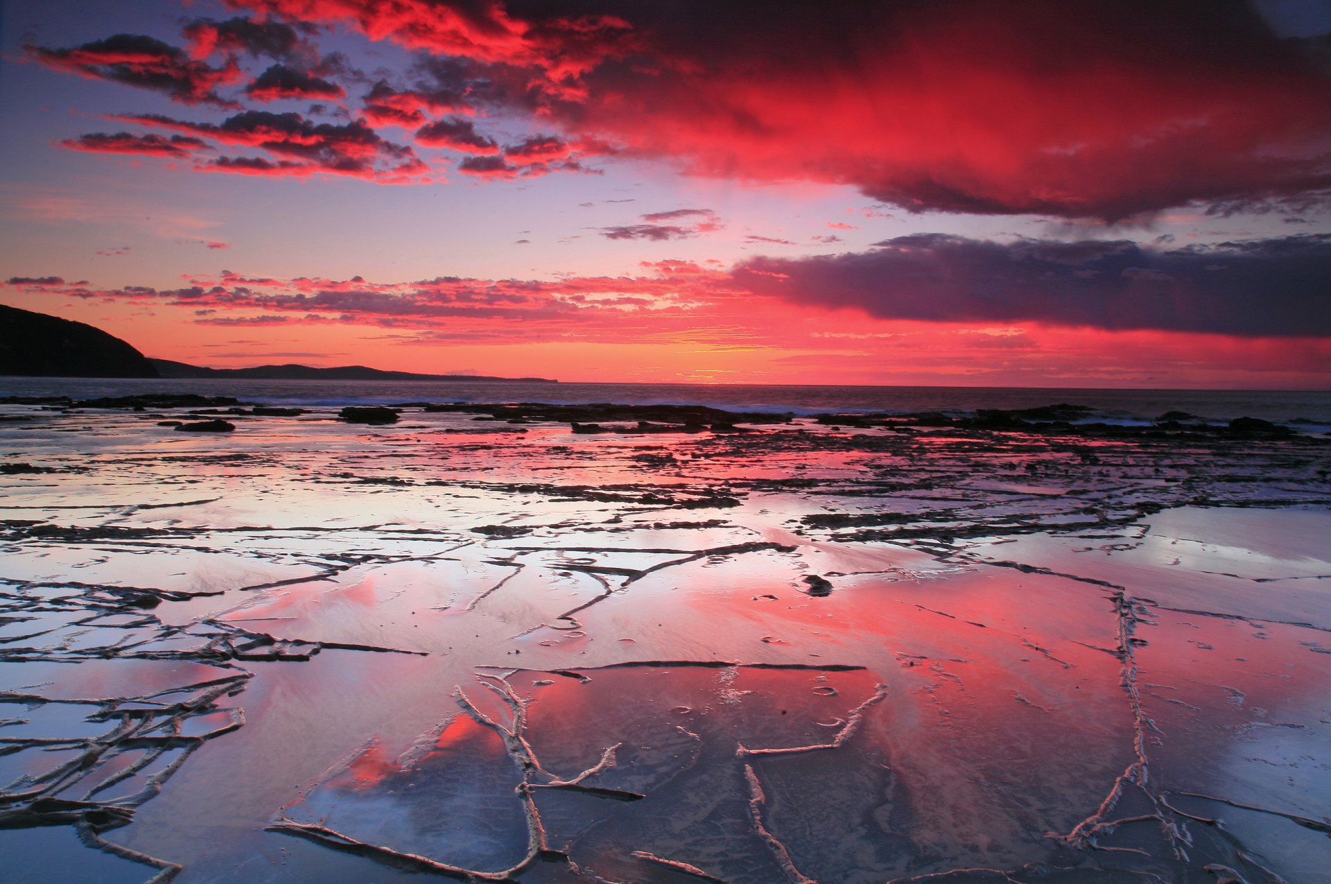 unset sea beach