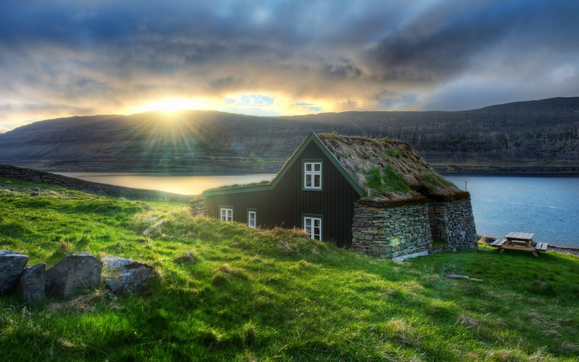 island europa haus fluss sonne