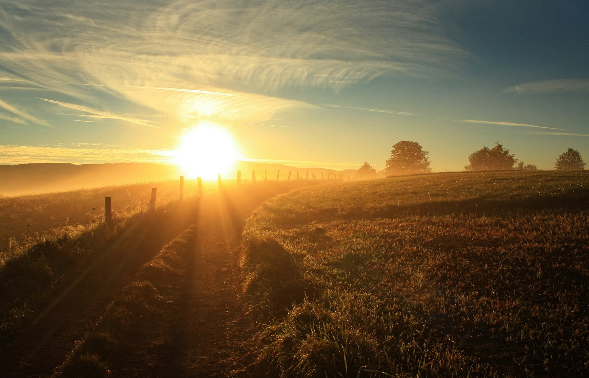 mattina strada estate sole cielo paesaggio