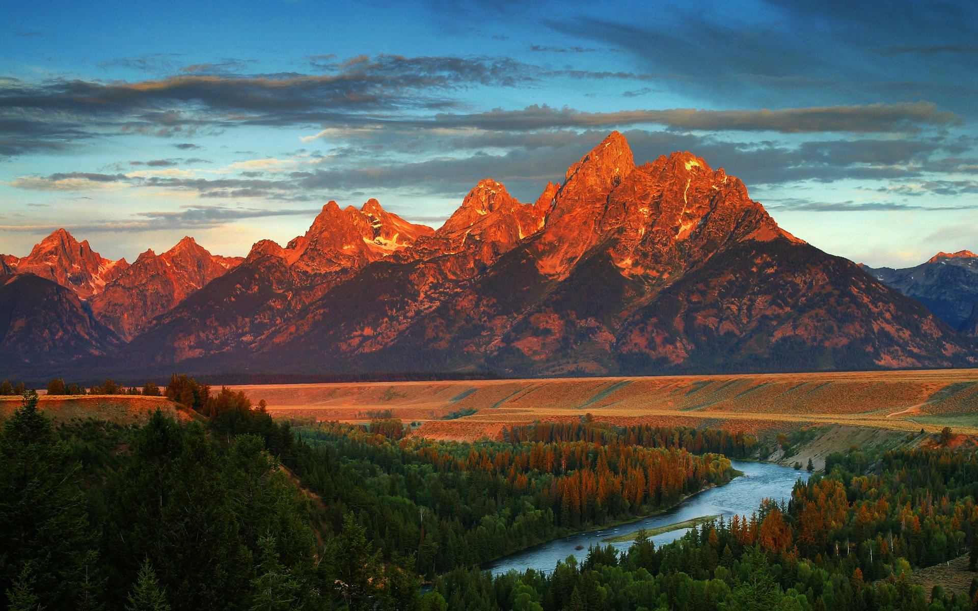 america wyoming montagne foresta fiume autunno