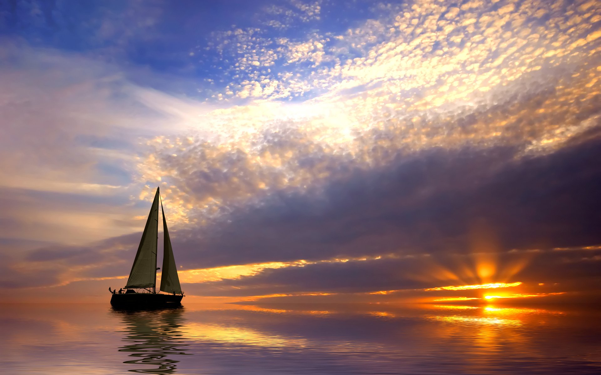 barca barca a vela tramonto nuvole cielo mare oceano