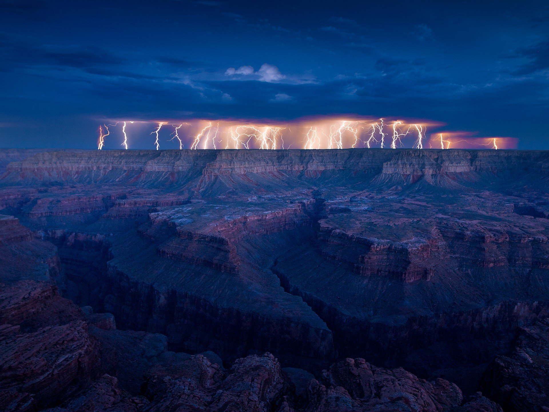 nuvole temporali fulmini rocce grand canyon grand canyon