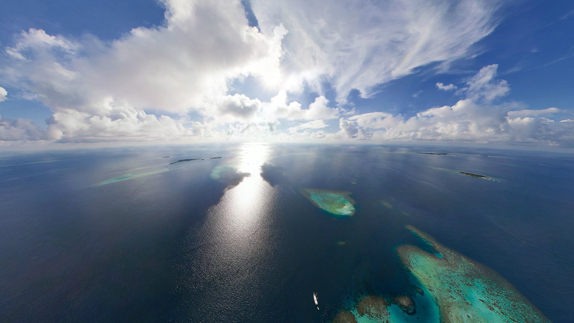 maldives îles océan soleil nuages horizon