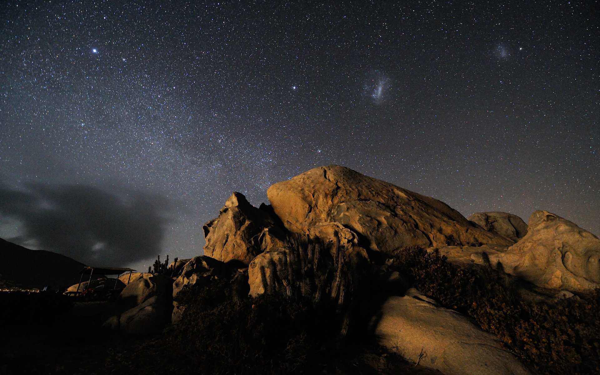 cielo magallanes nube montañas andes estrellas cactus