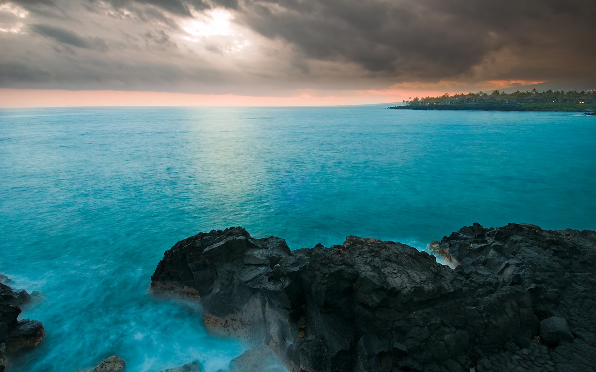 hawaii sturm himmel wolken meer felsen häuser