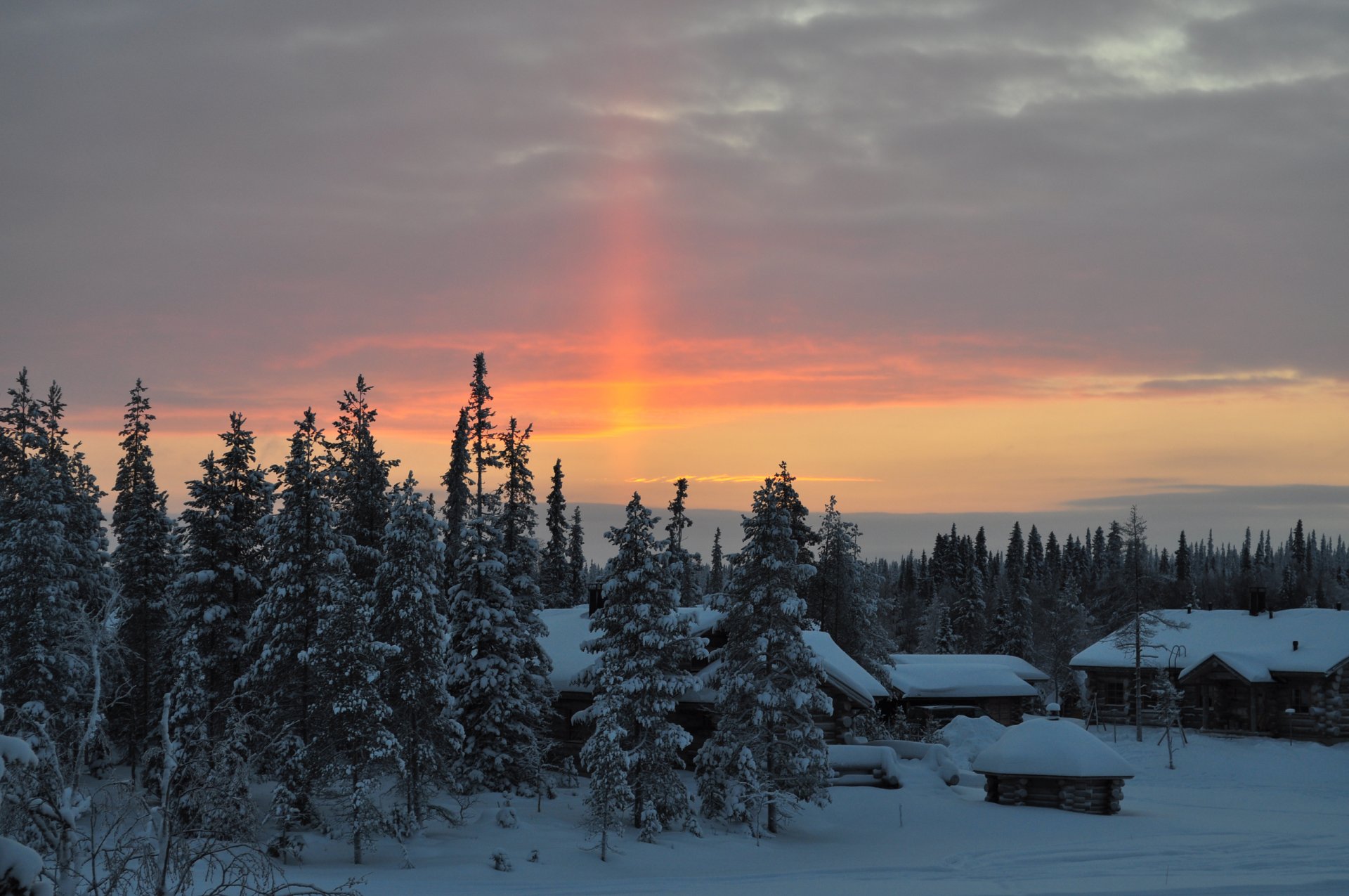 village house winter chalet beauty forest frost sky sports landscape dawn snow sun pine morning