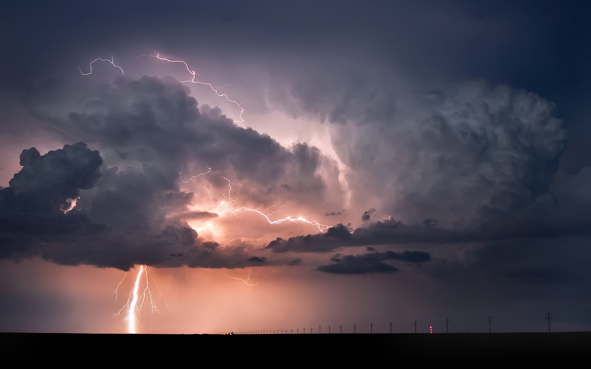 landschaften regen blitz