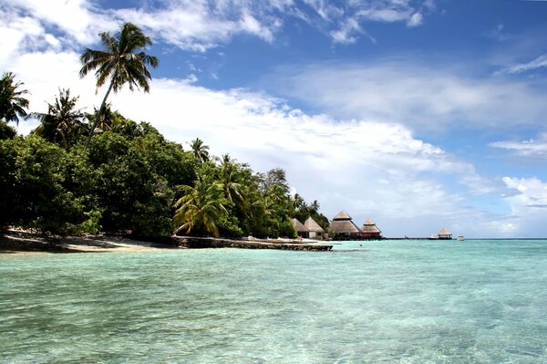 The ocean of the Maldives island. blue water